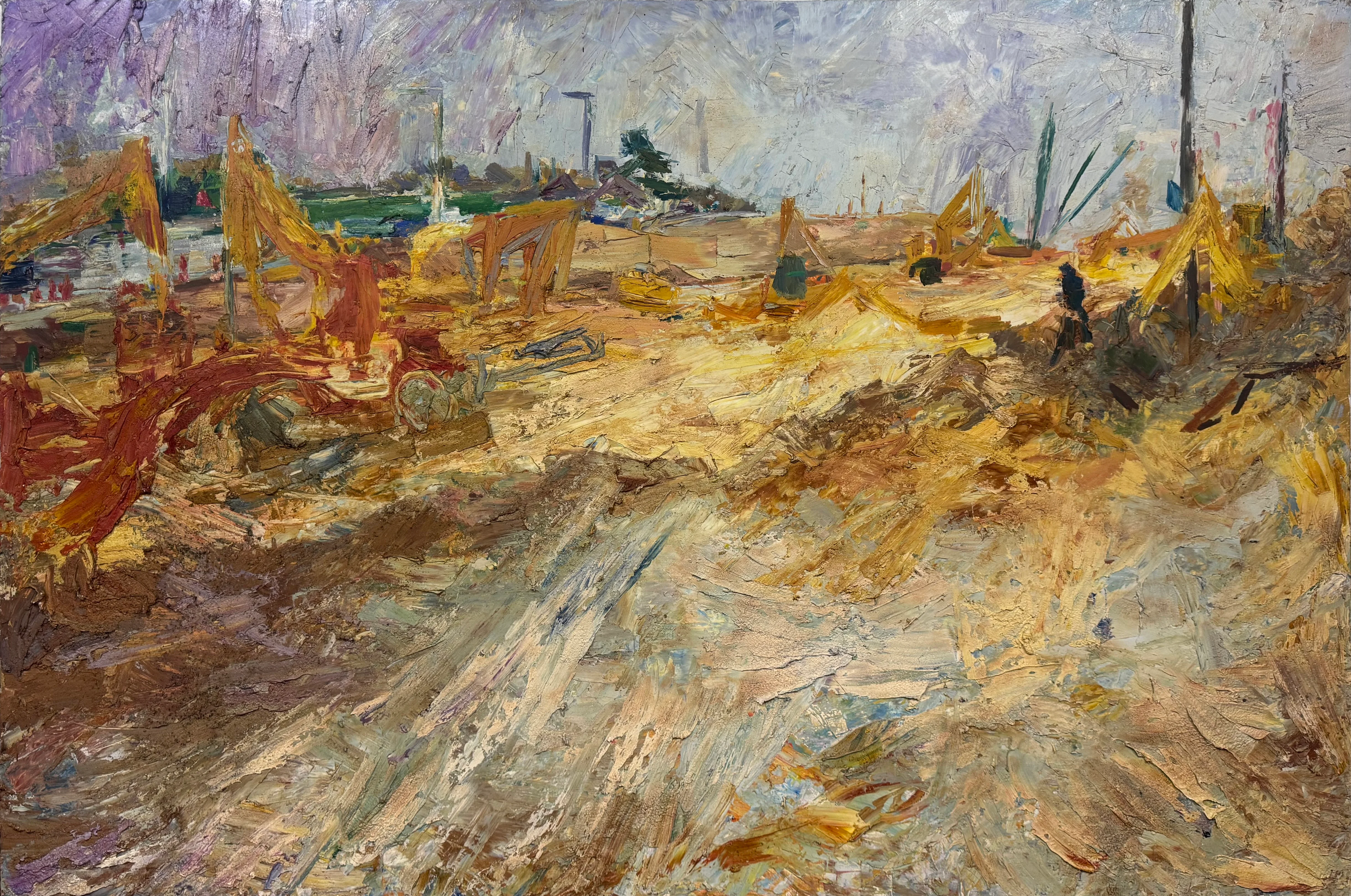 Building the Blackwater Bypass, 1985, 122 x 183cm