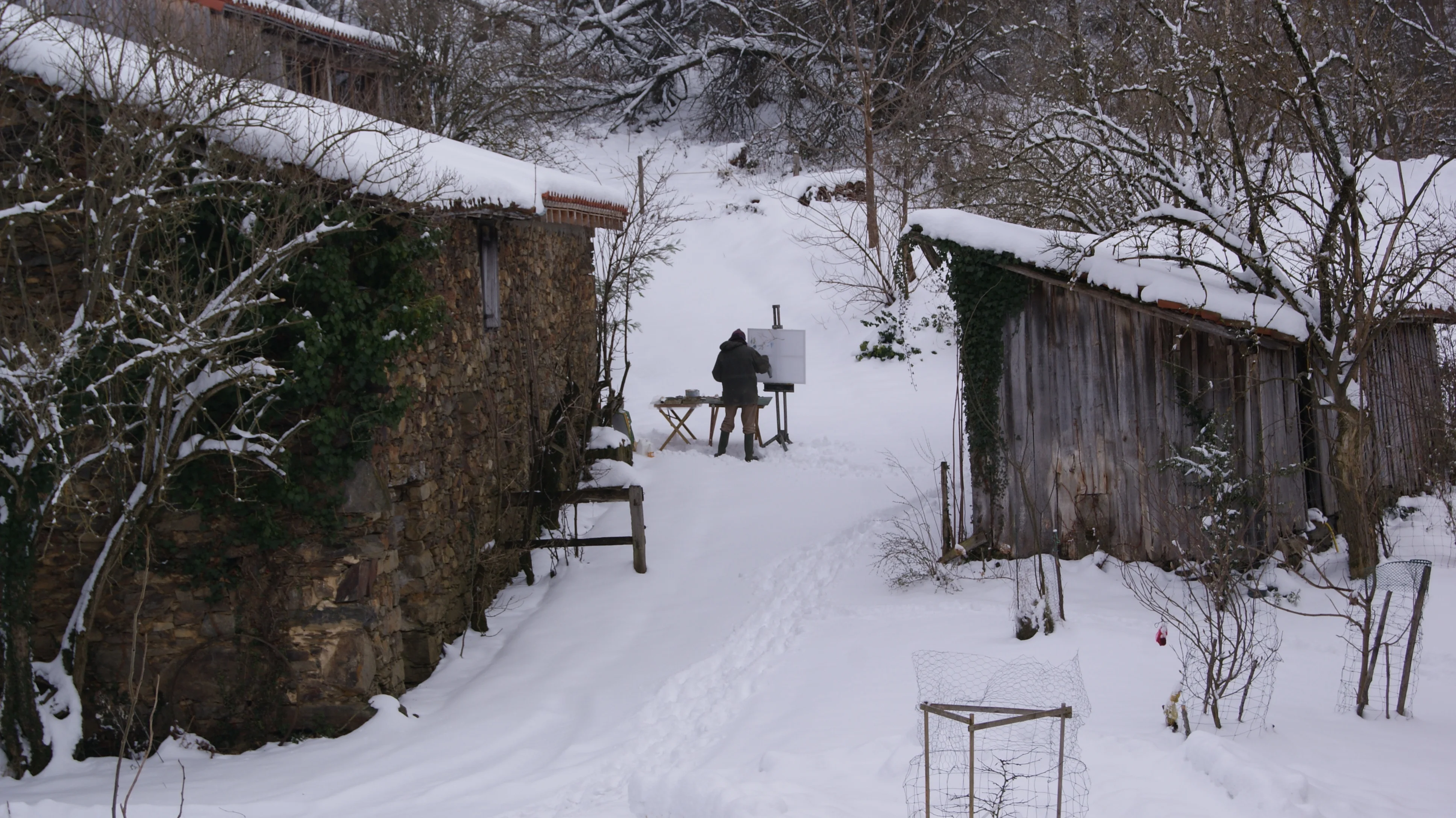Ray continues to paint every day in all weather conditions